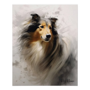 風の中でラフCollie犬001 - Yacobsen Derosa ポスター