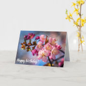 風の中で桜さくらんぼの花の群れ カード (黄色い花)