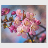 風の中で桜さくらんぼの花の群れ ラッピングペーパー (フラット)