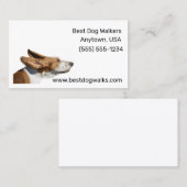 風の中で羽ばたき耳のバセットハウンドドッグウォーカー 名刺 (正面/裏面)