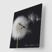 風の中のタンポポ スクエア壁時計 (傾斜)