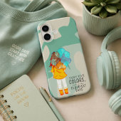 風の中の傘の女の子 ポジティブな名言 Case-Mate iPhoneケース