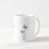 風の中の白吹と黒のタンポポ コーヒーマグカップ (正面右)