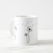 風の中の白吹と黒のタンポポ コーヒーマグカップ (正面左)