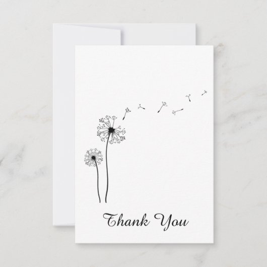 風の中の白吹と黒のタンポポ サンキューカード (正面)