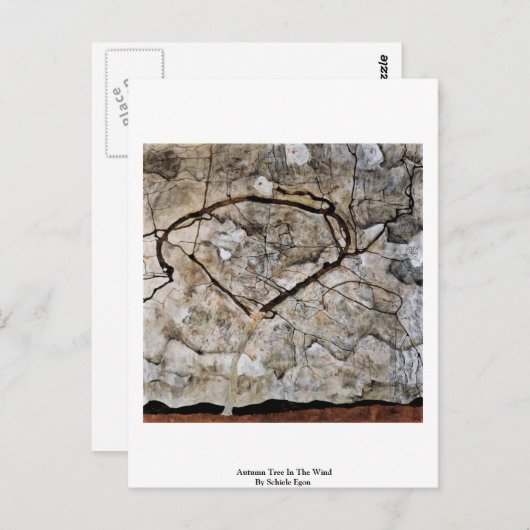 風の中の秋の木 エゴン・シーレ作 ポストカード (正面/裏面)