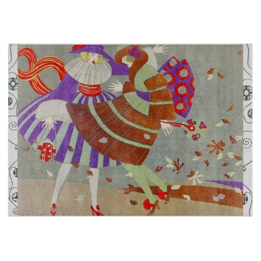 風の中の紅葉/美しいファッションモノグラム カッティングボード (正面)