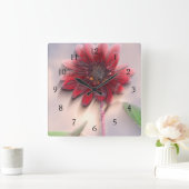 風の中吹のヒマワリ スクエア壁時計 (ホーム)