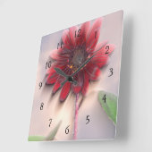 風の中吹のヒマワリ スクエア壁時計 (傾斜)