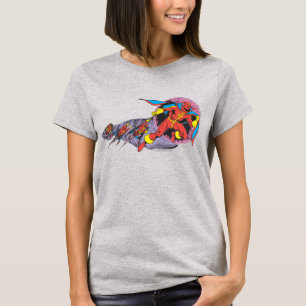 風の動きの赤い竜巻 Tシャツ
