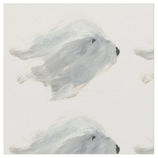 風の古い英国の牧羊犬Blowin ファブリック (クローズアップ)