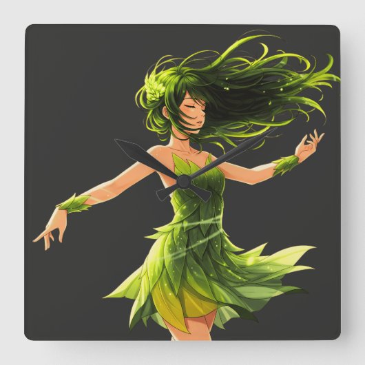 風の囁き スクエア壁時計 (正面)