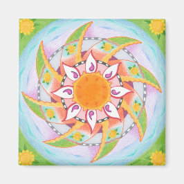 風の強いヒマワリ冷蔵庫磁石 マグネット