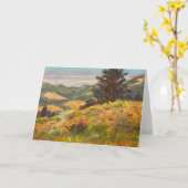 風の強いヒルベイビュー折り畳みグリーティングカード カード (黄色い花)