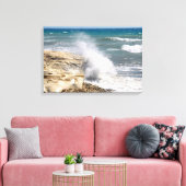 風の強いビーチの日の波 キャンバスプリント (インサイチュ (リビング))