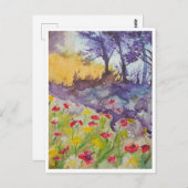 風の強いポピー畑 ポストカード (正面/裏面)