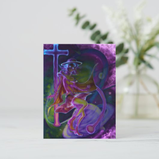 風の強い土星サイケデリック ポストカード (スタンド正面)