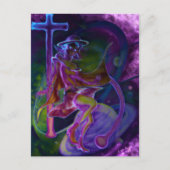 風の強い土星サイケデリック ポストカード (正面)