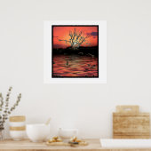 風の強い日に日没のお金の木 ポスター (キッチン)