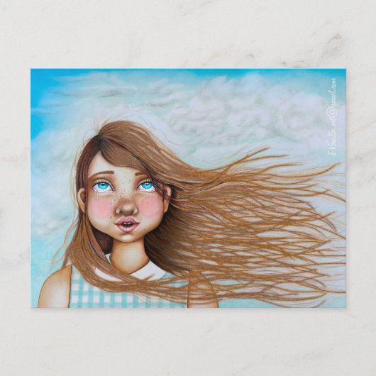 風の強い景色_ ポストカード (正面)