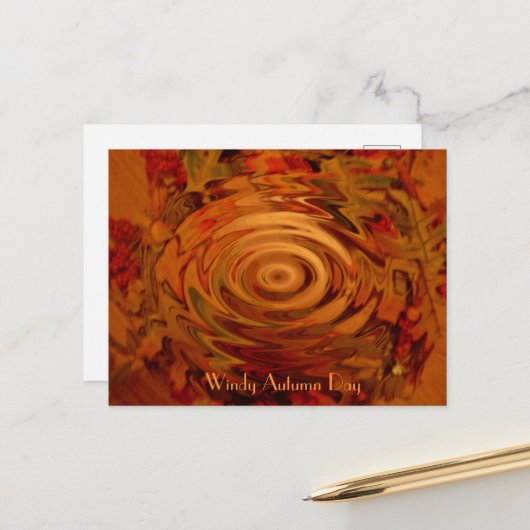 風の強い秋の日はがき ポストカード (正面/裏面インサイチュ)