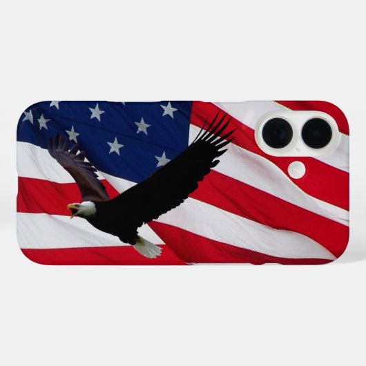 風の日アメリカ国旗と鷲 Case-Mate iPhoneケース (裏面 (横))