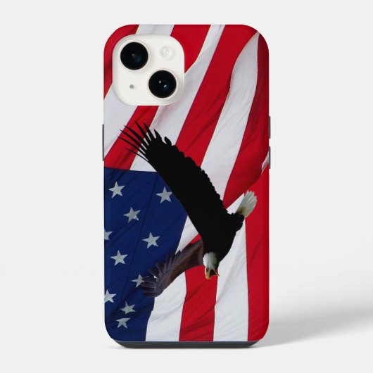 風の日アメリカ国旗と鷲 iPhoneケース (裏面)