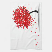 風の木で吹くバレンタインの愛ハート キッチンタオル (縦)