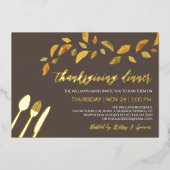 風の葉中の感謝祭のディナー 箔招待状 (正面)