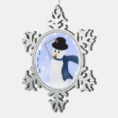 風の雪片のオーナメントの雪だるま スノーフレークピューターオーナメント (右)