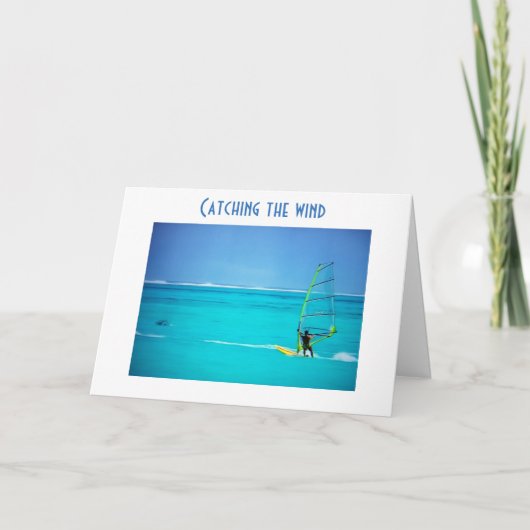 「風をとらえる」誕生日 カード (正面)