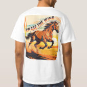 風を追う野生の馬 モチベーションデザインTシャツ Tシャツ (裏面)