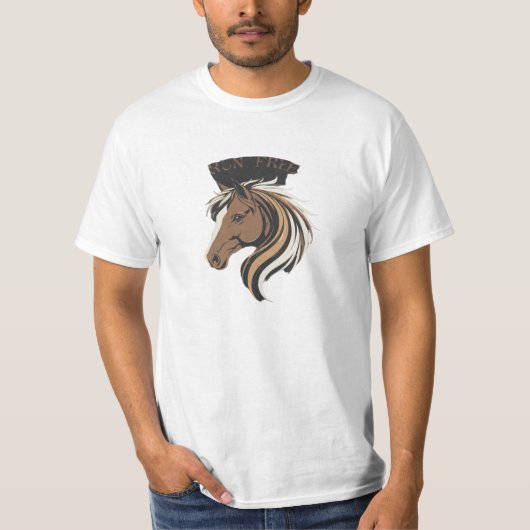 風を追う野生の馬 モチベーションデザインTシャツ Tシャツ (正面)