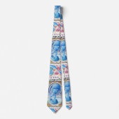 風アンティークフローラミニチュア・モノグラムの寓意書 ネクタイ (正面)