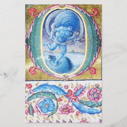 風アンティークフローラミニチュア・モノグラムの寓意書 便箋 (正面)