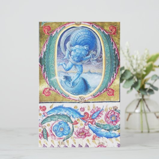 風アンティークフローラミニチュア・モノグラムの寓意書 便箋 (スタンド正面)