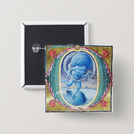 風アンティークフローラミニチュア・モノグラムの寓意書 缶バッジ (正面&裏面)