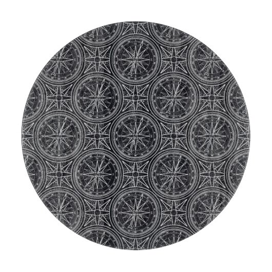 風バラのコンパスパターン カッティングボード (正面)