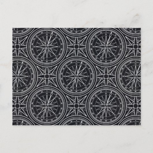 風バラコンパスパターン ポストカード (正面)