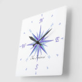 風バラデザイン時計 スクエア壁時計 (傾斜)