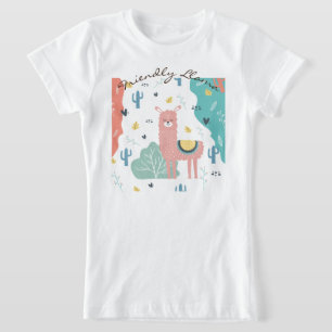 風フレンドリー景娘のラマ Tシャツ