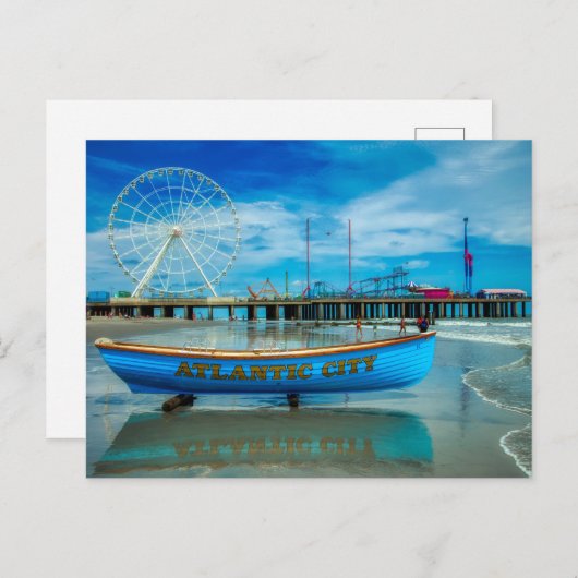 風光明媚なアトランティックシティボードウォーク ポストカード (正面/裏面)