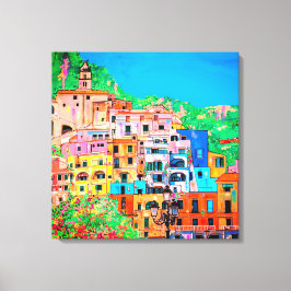 風光明媚なアマルフィコーストイタリアクリフ地中海のサイド キャンバスプリント