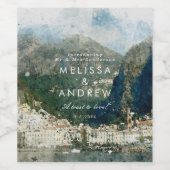 風光明媚なアマルフィitalyラスチッ結婚クのワインボトル ワインラベル (シングルラベル)