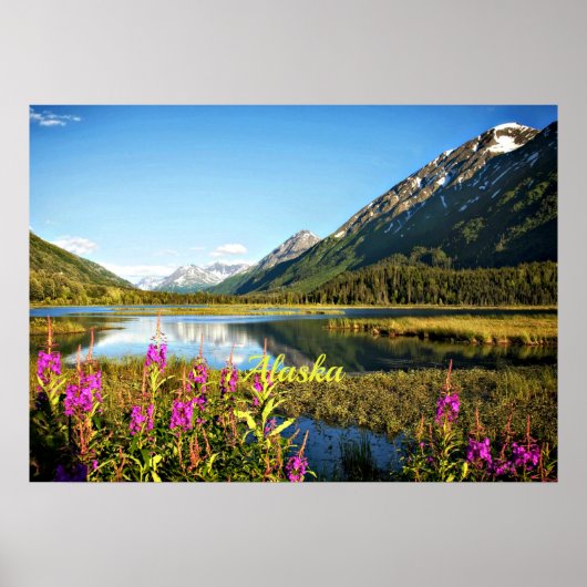 風光明媚なアラスカ、ラベル ポスター (正面)