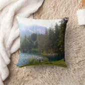 風光明媚なアルパインフォレストと湖の写真 クッション (ブランケット)