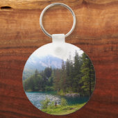 風光明媚なアルパインフォレストと湖 キーホルダー (正面)