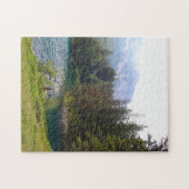 風光明媚なアルパインフォレストと湖 ジグソーパズル (横)