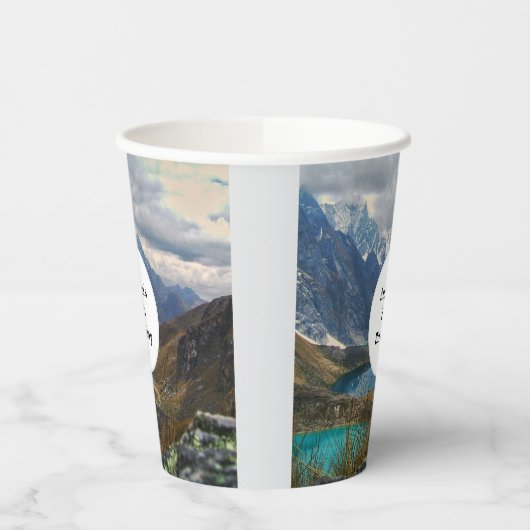 風光明媚なアルパインマウンテンズフォト誕生日 紙コップ (左)