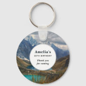 風光明媚なアルパインマウンテンズ写真誕生日ありがとう キーホルダー (正面)
